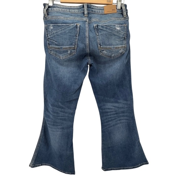 BKE Stella Womens Jeans Slim Fit Low Rise Flare Blue Denim Distressed Size 29 - Picture 9 of 16
